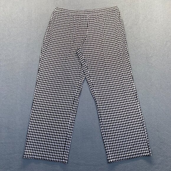 Susan Graver Stretch Wide Leg Pants Women’s Size L Herringbone Pattern,Pockets - Picture 1 of 9